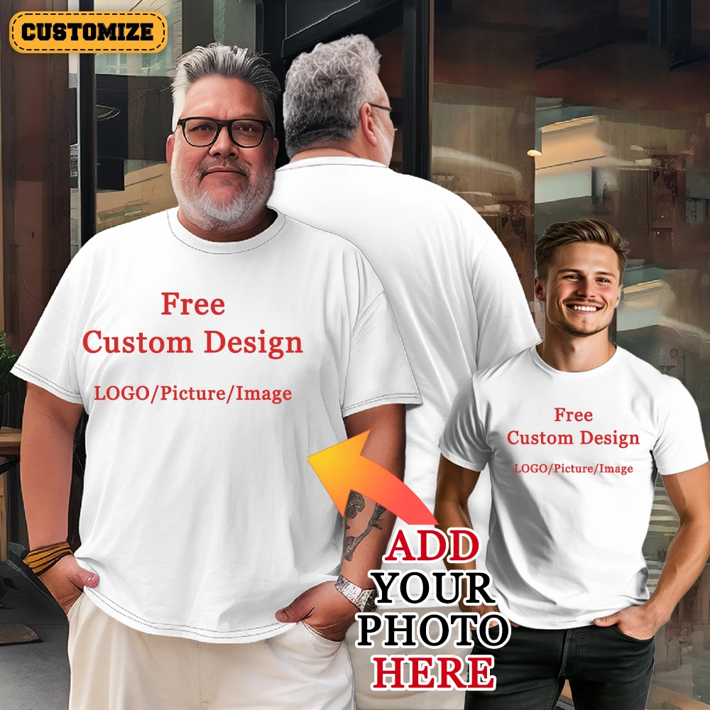 

Custom T Shirt Men's Oversized Summer Shirt Polyester Cotton Tops Full Print Image Design Personalized Gift Dropshipping Factory