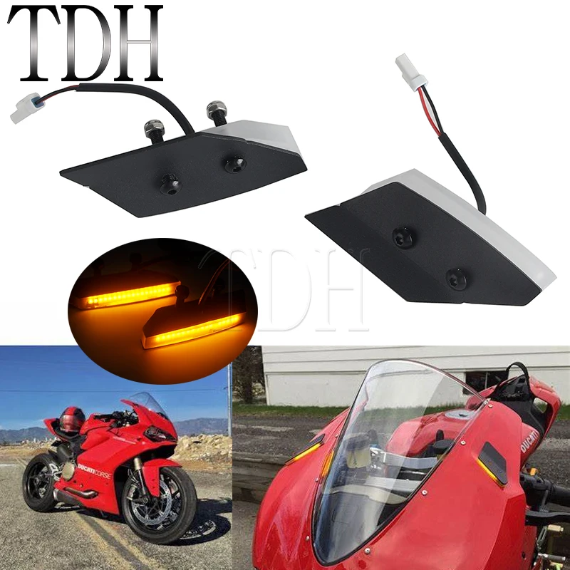 LED Turn Signal Flasher Lamp For Ducati 959/1299 Panigale 959 1299 Motorcycle Front Flashing Indicator Mirror Base Light Blinker