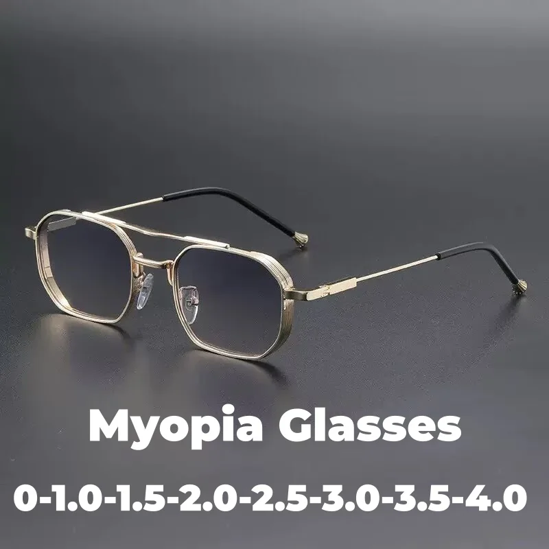 

Luxury Square Metal Myopia Glasses Men Fishing Cycling Driving Sunglasses Outdoor UV400 Short Sight Eyewear Minus Sight Glasses