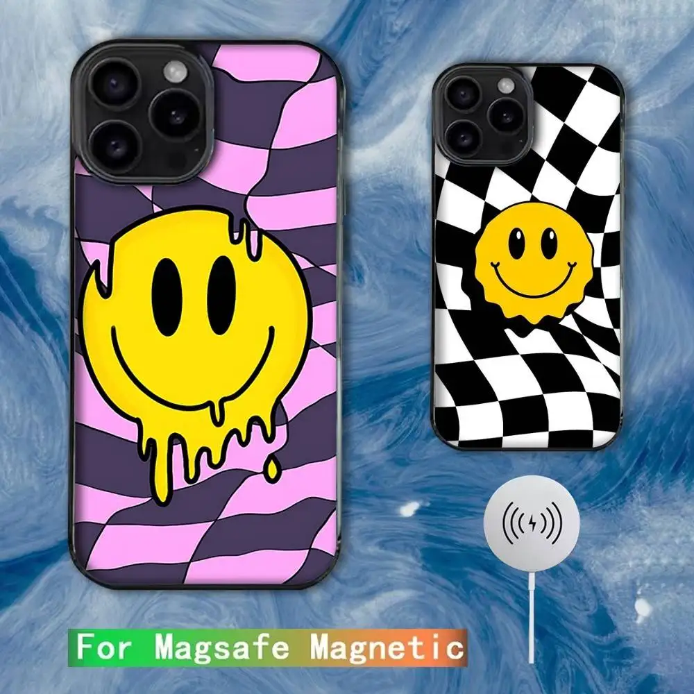 

Чехол для телефона CARTOON Smile E-Emoji для iPhone 16e, 16,15,14,13,12,11, Plus, Pro, Max, Mini Magsafe с магнитной беспроводной зарядкой