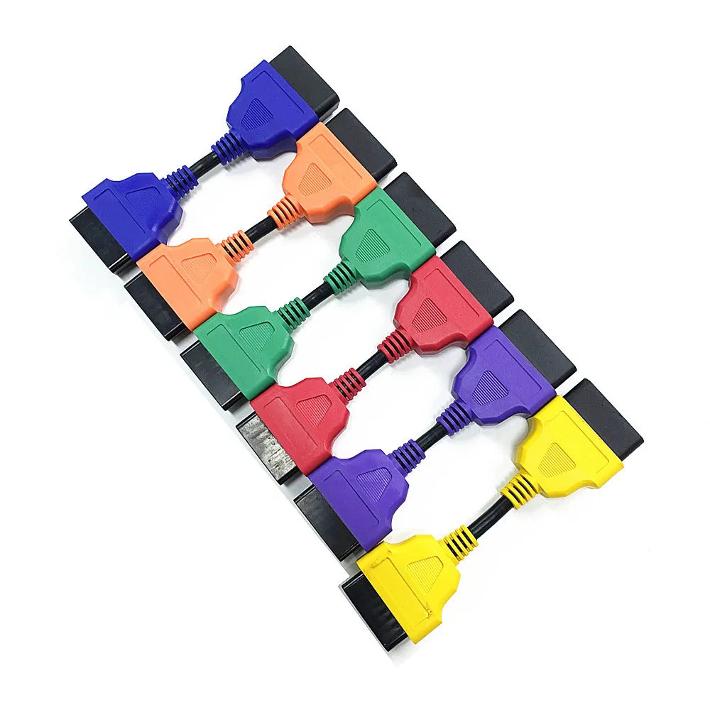 Obd2 كابل 16Pin تمديد مهائي كابلات 13 سنتيمتر 16 دبوس ذكر إلى أنثى obd ii obd2 متعدد الألوان تمديد كابلات الموصلات محول