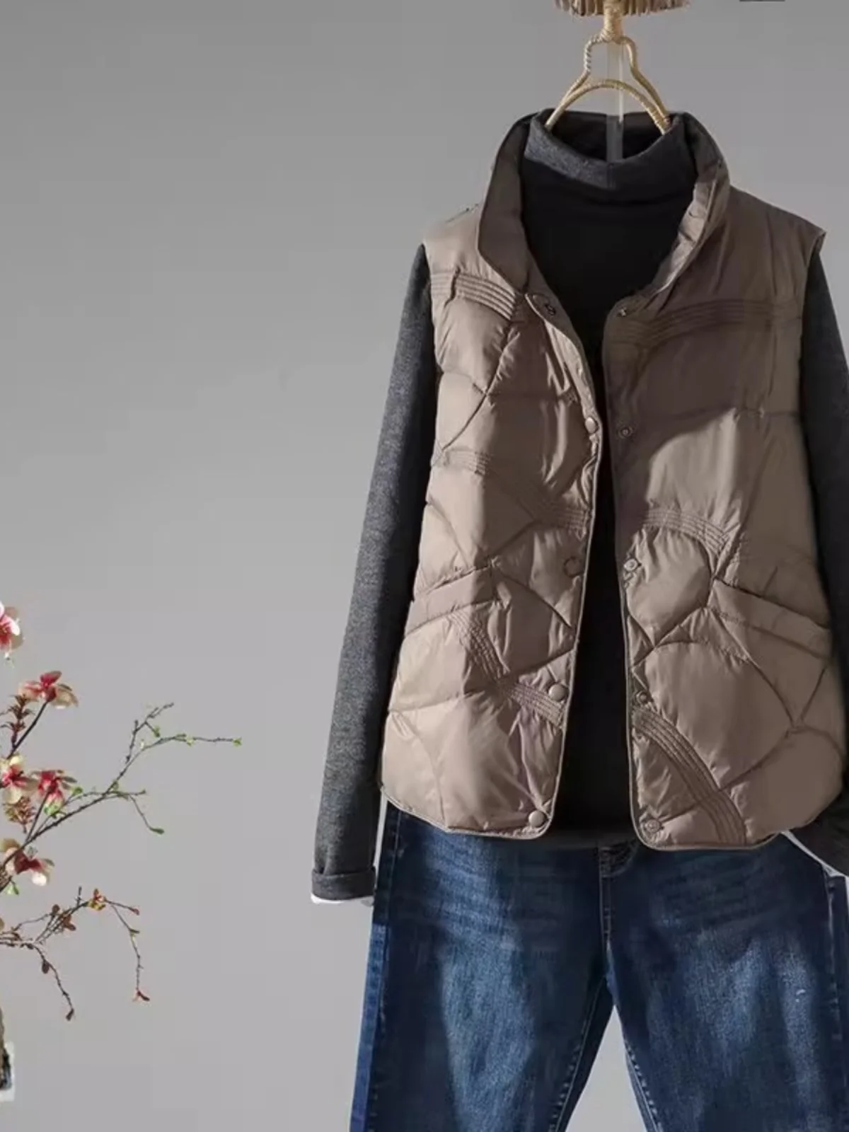 

Женский свободный легкий пуховый хлопковый жилет Jaet, весна-осень, тонкая верхняя одежда с вышивкой, модная повседневная одежда