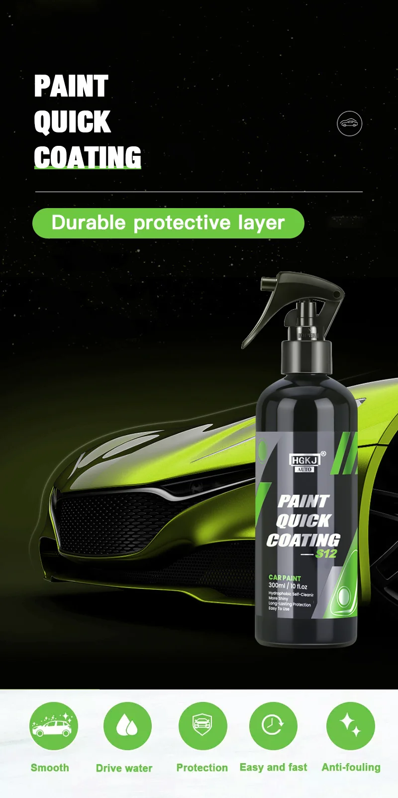 Car Nano Coating Agent Spray Auto Body Ceramic Coats Shine Armor Spray Paint 300ML Car Care Polish Renovator Product Detailing