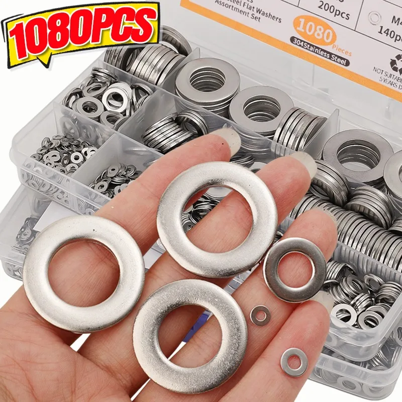 

Stainless Steel Flat Washers For Screws Bolt Metal Heavy Duty Plain Gaskets Fasteners Ring Sealing Plain Washers Assortment Kit