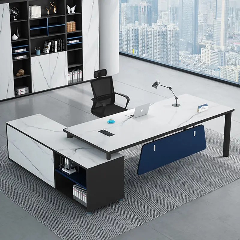 &Customizable Modern Office Furniture Boss Desk Single-Person Workstation with Chair and Cabinet Wooden Panel