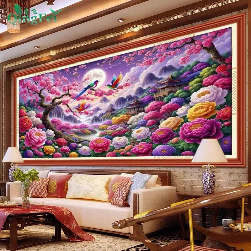 

Набор для вышивания «Птицы и цветы», 11ct, с принтом, для самостоятельного изготовления, для гостиной, с нитками из хлопка/шелка