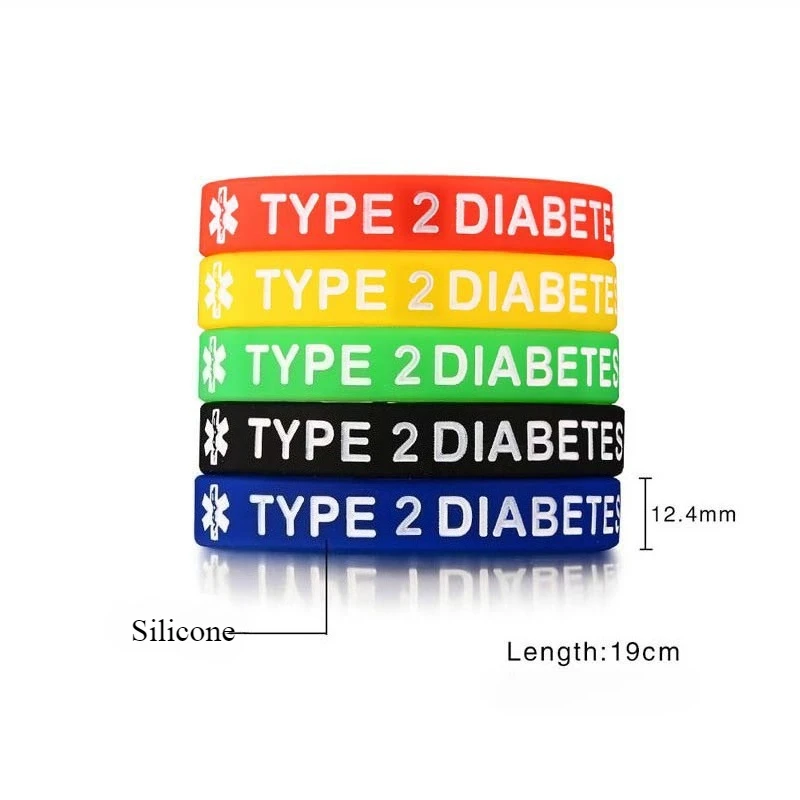 5pcs/Set Silicone Medical Alert Bracelet For Men Women Kids Child 5 Color/Sets Blood Thinner Type 1 Diabetes Bangles Jewelry