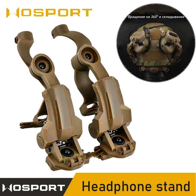 360 Degree Rotating Tactical Headphone Rail Mount for Earmor Headset on Team Wendy M-Lok, Ops-Core Rapid ACH Helmet Rail