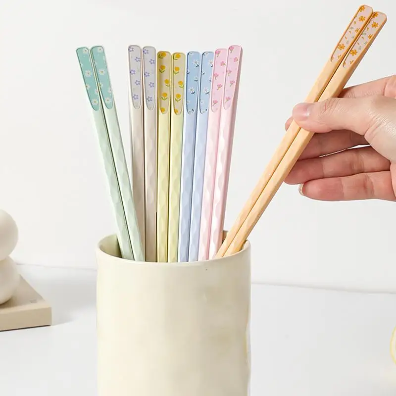 5 Pairs Colorful Fiberglass Chopsticks Dishwasher Safe Chopstick Reusable Non-slip Chop Sticks Japanese Chinese Fiberglass