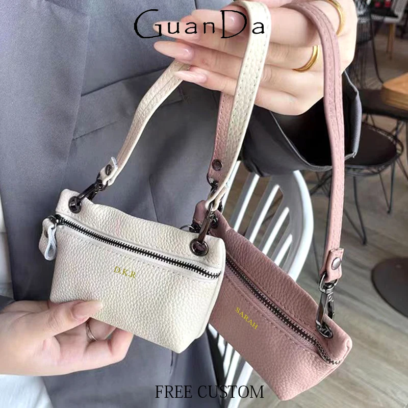 Custom Name Fashion Coin Purse For Woman Luxury Cowhide Cute Card Wallet Mini Handbag Lady Personalized Card Holder Key Bag Gift