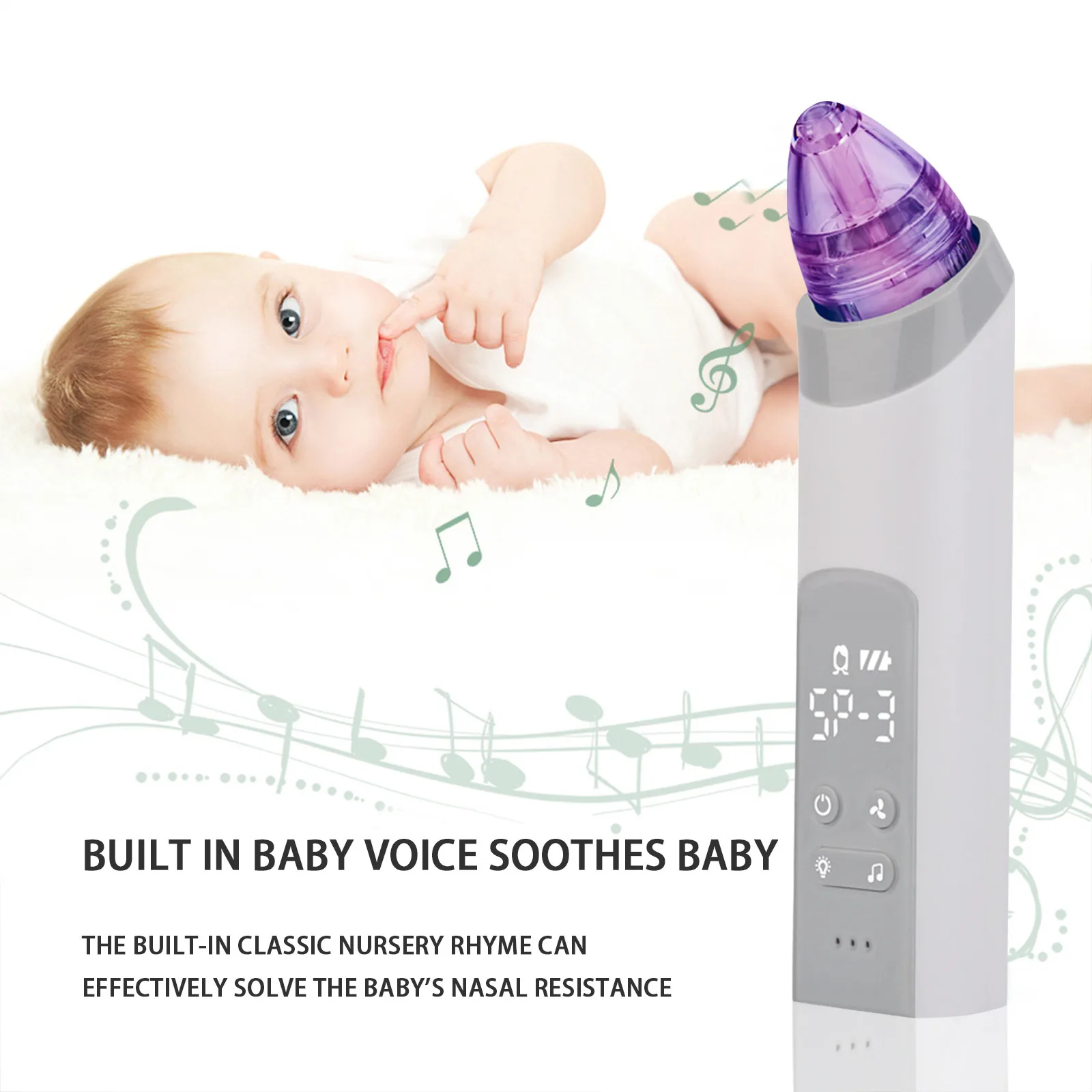 Rechargeable Electric Nasal Aspirator Baby Nasal Aspirator Electric Usb Rechargeable Gentle Suction Infants Toddlers Newborn T1