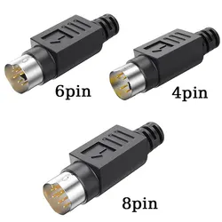 DIY for Soldering Cables Mini DIN Connector S-Video terminal Circular 8/6/4 Pin Male With Plastic Handle Adapter socket