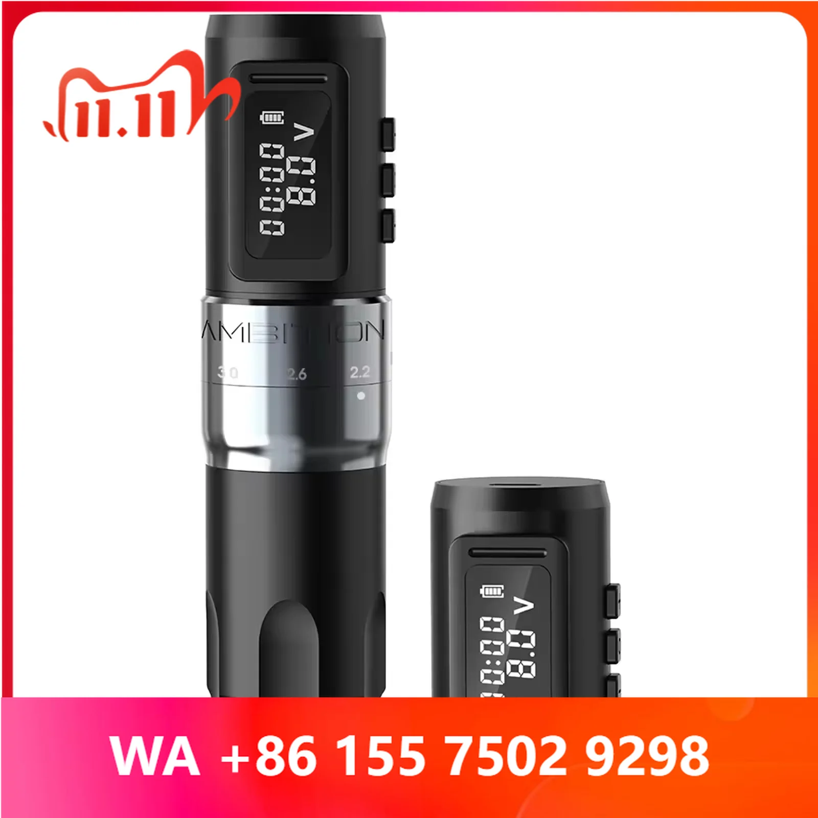 Ambition Mars-U 2.2-4.2mm Adjus Stroke Professional Wireless Tattoo hine Pen with Dual for Body Art