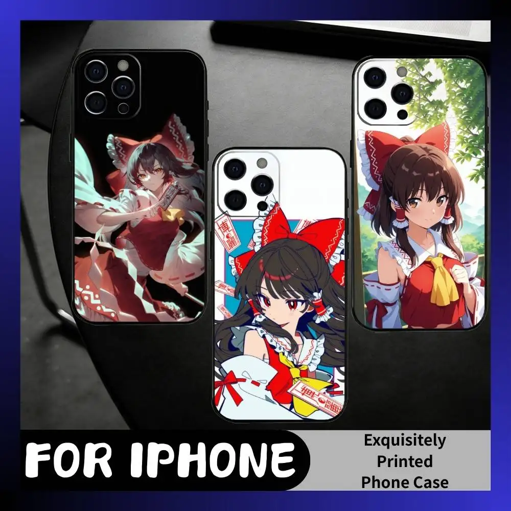 

Hakurei Reimu Touhou Phone Case For iPhone17,16,15,14,13,12 Plus,Max Soft Silicone Black Cover