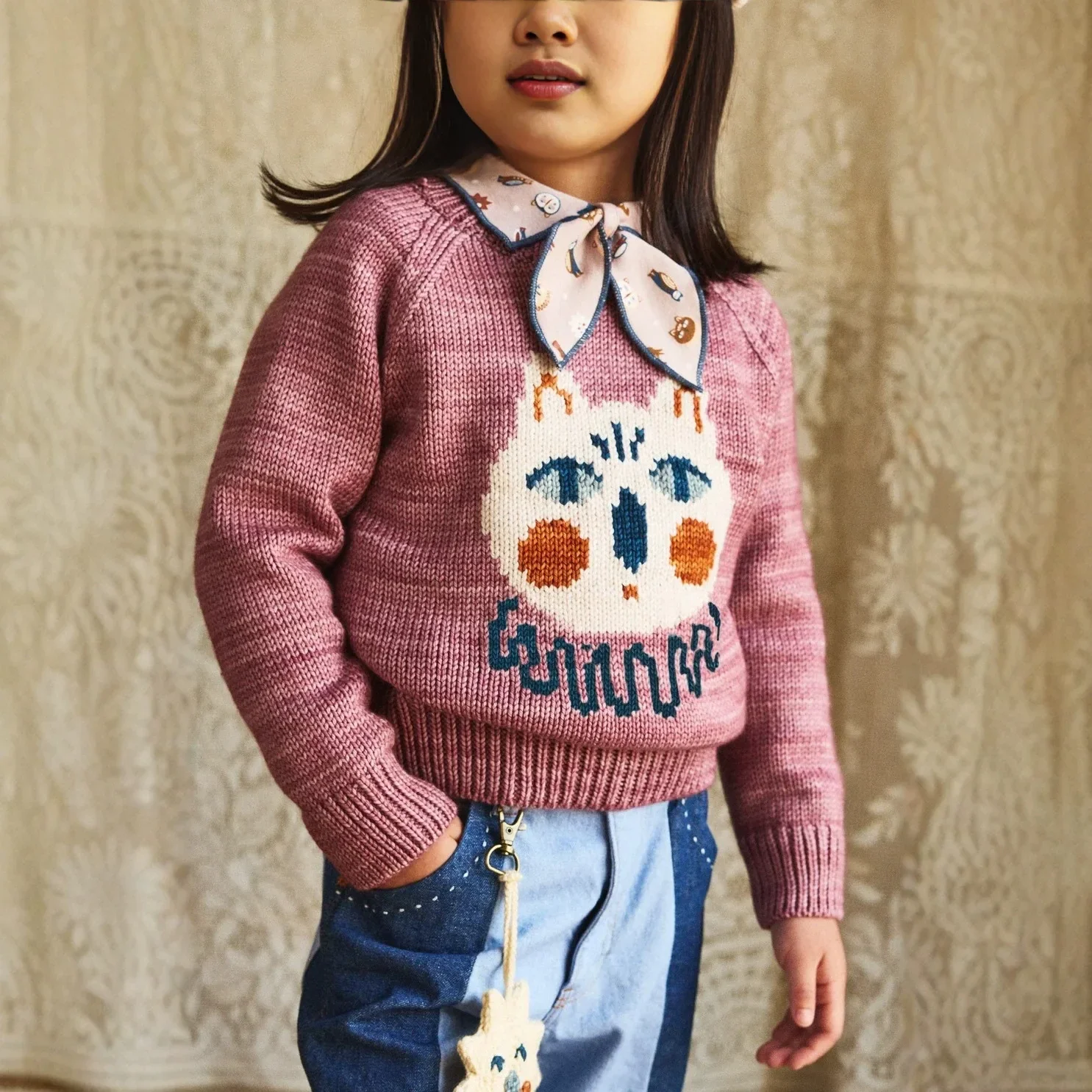 Children's Clothing Girls Sweater 2026 Winter New Thickened Warm Boys Pullover Knit Short Skirt Cotton Printed Sleeve T-Shirt