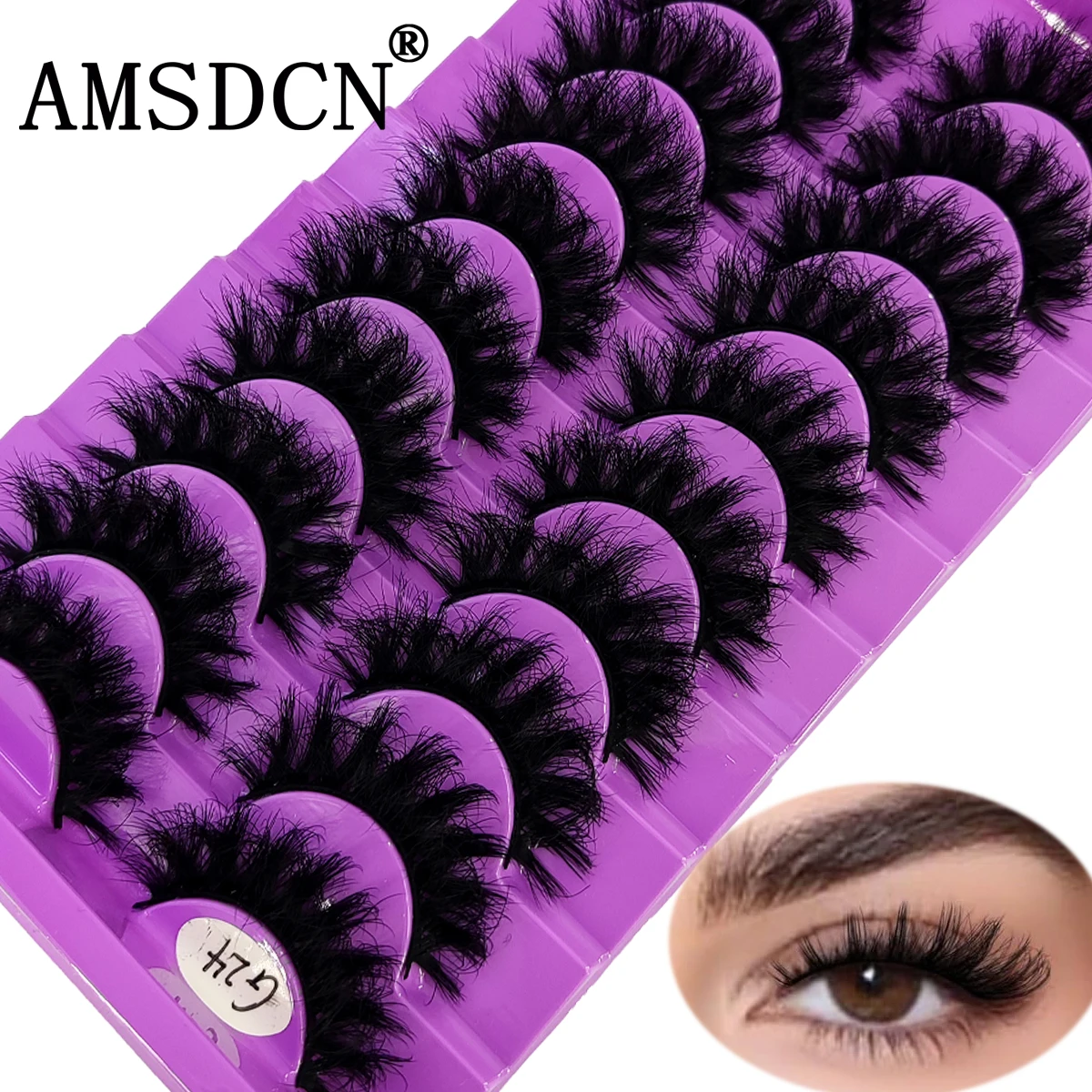 AMSDCN 10 Paar Wimpern 3D Künstlicher Nerz Dicke Flauschige Weiche Wimpernverlängerung Natürliche Falsche Wimpern Make-Up Nerz Wimpern