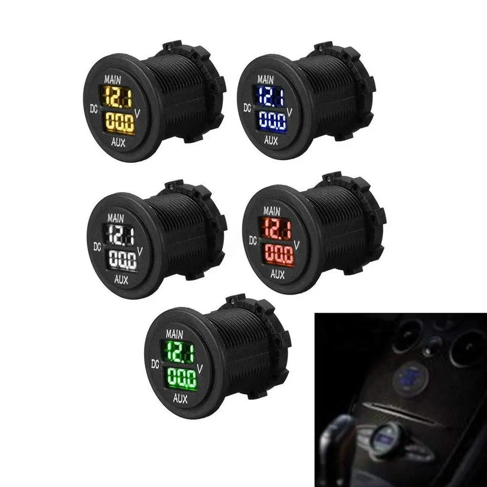 1Pcs LED Digital Double Voltmeter For All 12V-24V Vehivles Plastic Premium Material Black 5V Car Voltmeter Parts