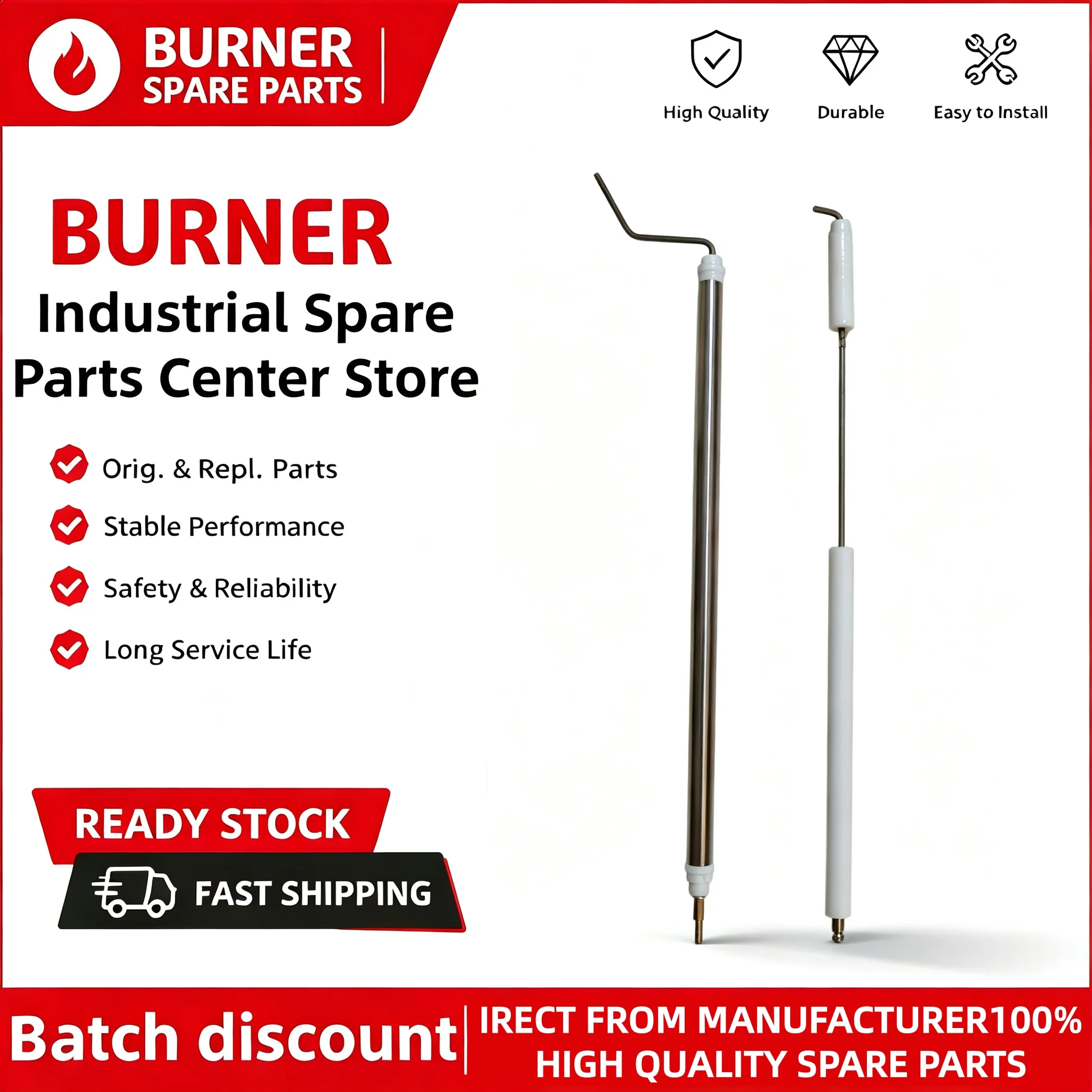 Ignition Rod Ignition Electrode Ionization Probe RS34 RS44 RS50 RS70 RS100 RS130 RS190 Compatible OEM Gas Combustion Burner Heat