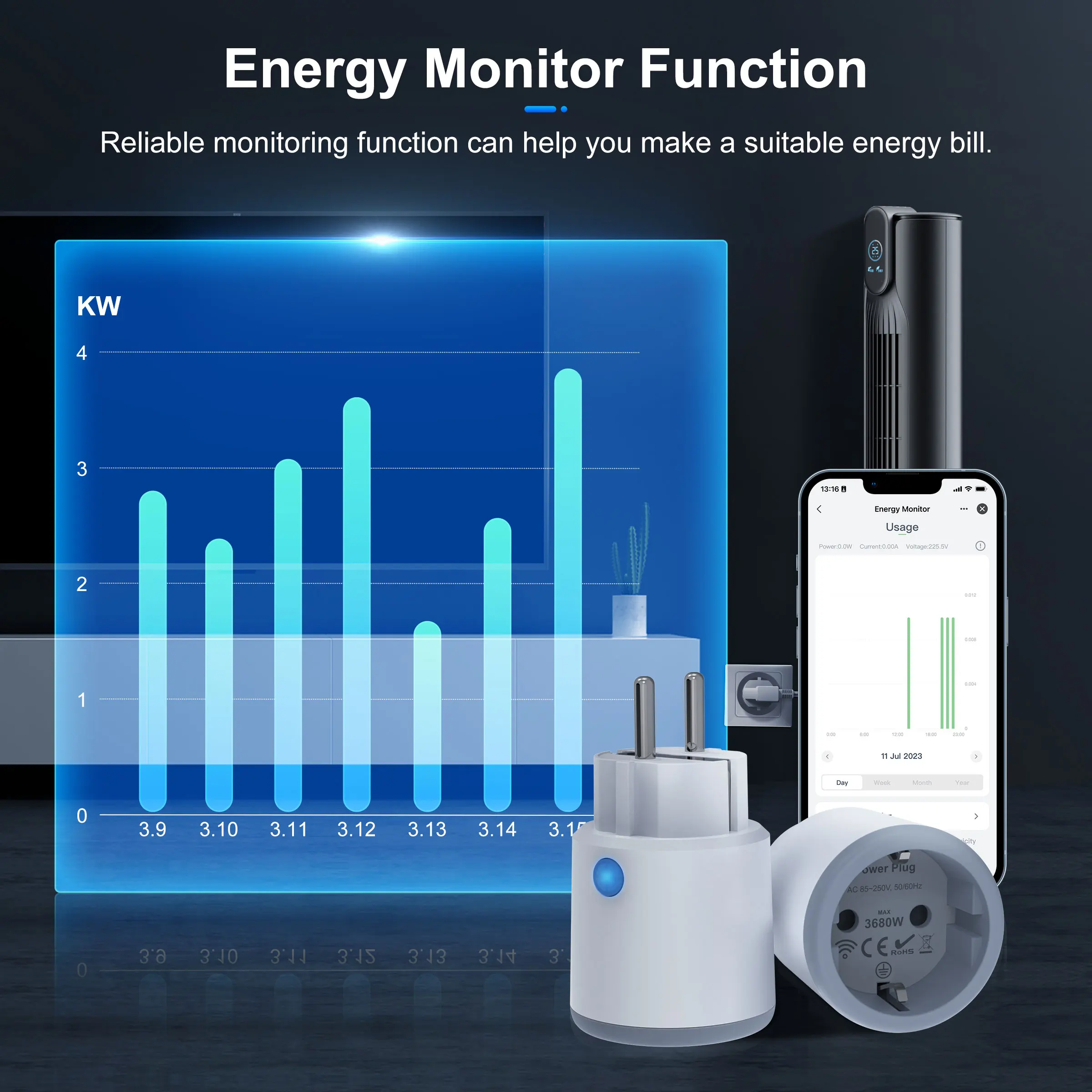 Smart Plug Matter Apple Homekit Socket Outlet WiFi Smart Home Adapter Energy Metering Works with Siri Alexa Hey Google Tuya App