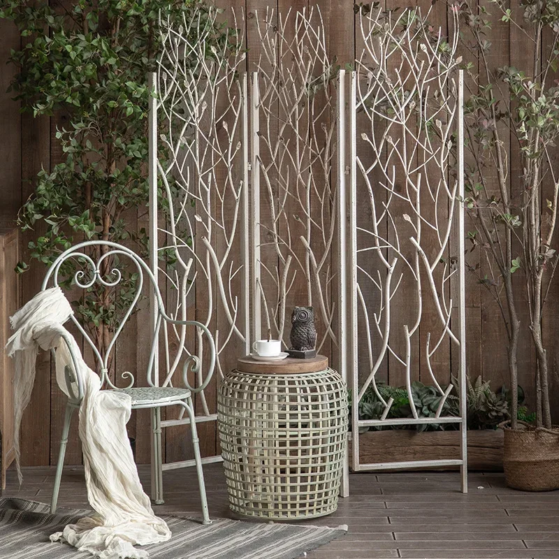 Wrought iron retro old screen hotel shopping mall foldable, European personality creative homestay entrance