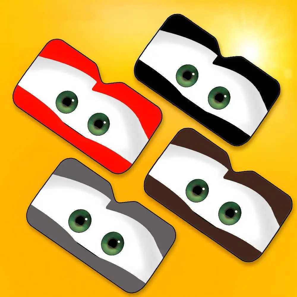 

Cartoon Car With Cute Eyes Car SunShade Windshield Foldable Three-layer Insulation Sunshade By Suction Cup Blocks UV Rays Sun