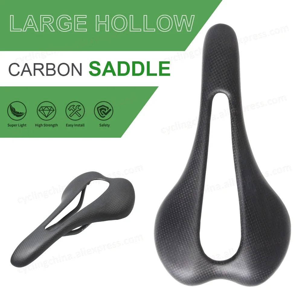 

NoLogo Large Hollow Style Front Seat Cushion 3K Matte/Gloss Full Carbon Saddle Road/Mountain Bike Seat Saddle Bicycle Parts
