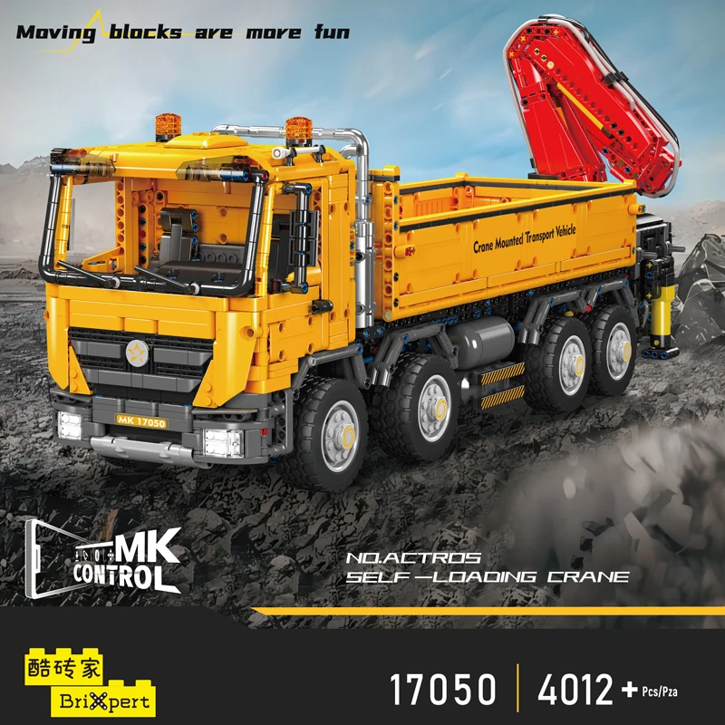 MOULD KING 17050 Technical Crane Mounted Transport Vehicle Building Toy Remote control Self-Loading Crane Truck Blocks Set Gift