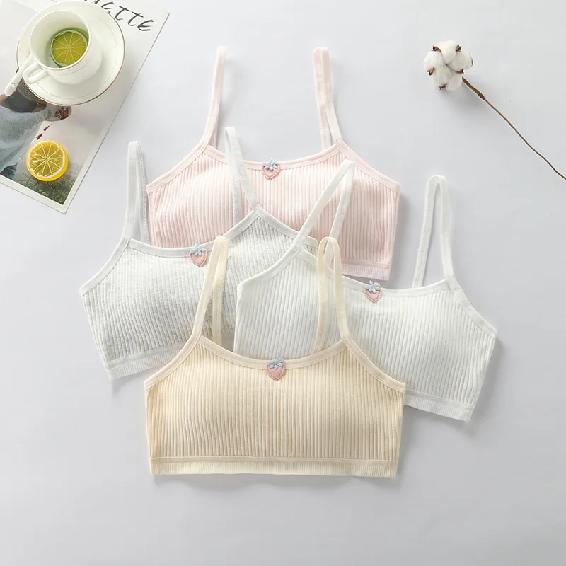 Cotton Fixed Cup Bra Developmental Girls Sling Bustier Big Kid Girls Undershirt Sports Underwear Children Underwear Undershirt