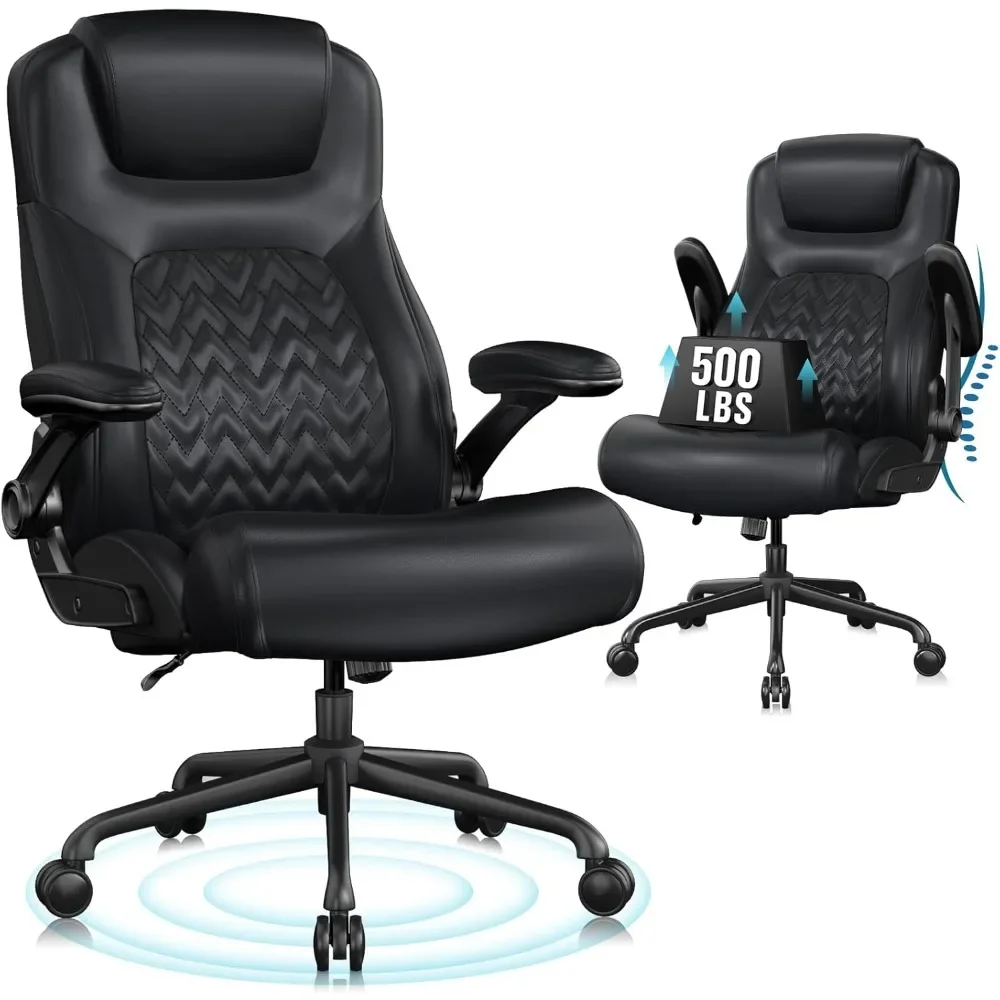 

Executive Ergonomic Office Chair - Big and Tall Office Chair for Heavy People, PU Leather, Lumbar Support, Flip-up Armrest