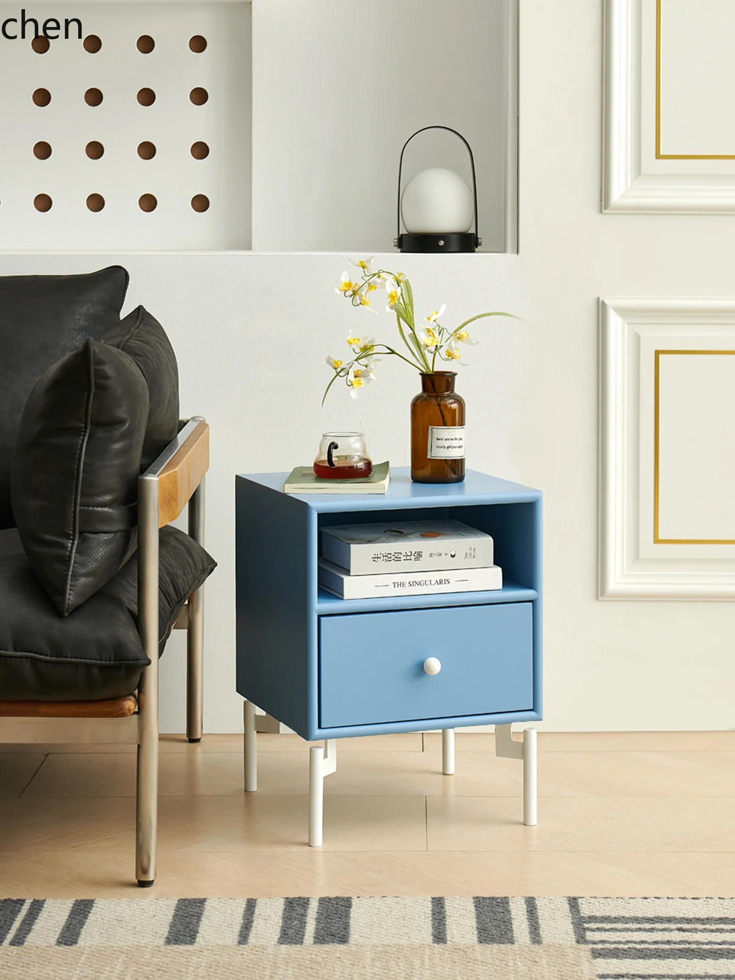 HXL Bedside Table Simple Bedside Dopamine Storage Cabinet Shelf Solid Wood
