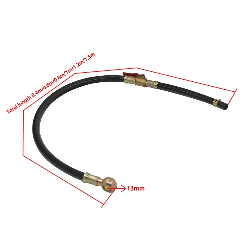 1PCS Fuel Oil Feed Hose for Agricultural Vehicle Rubber Fuel Hose with Brass Ball Valve and 13mm Banjo Fitting L0.4-1.5m