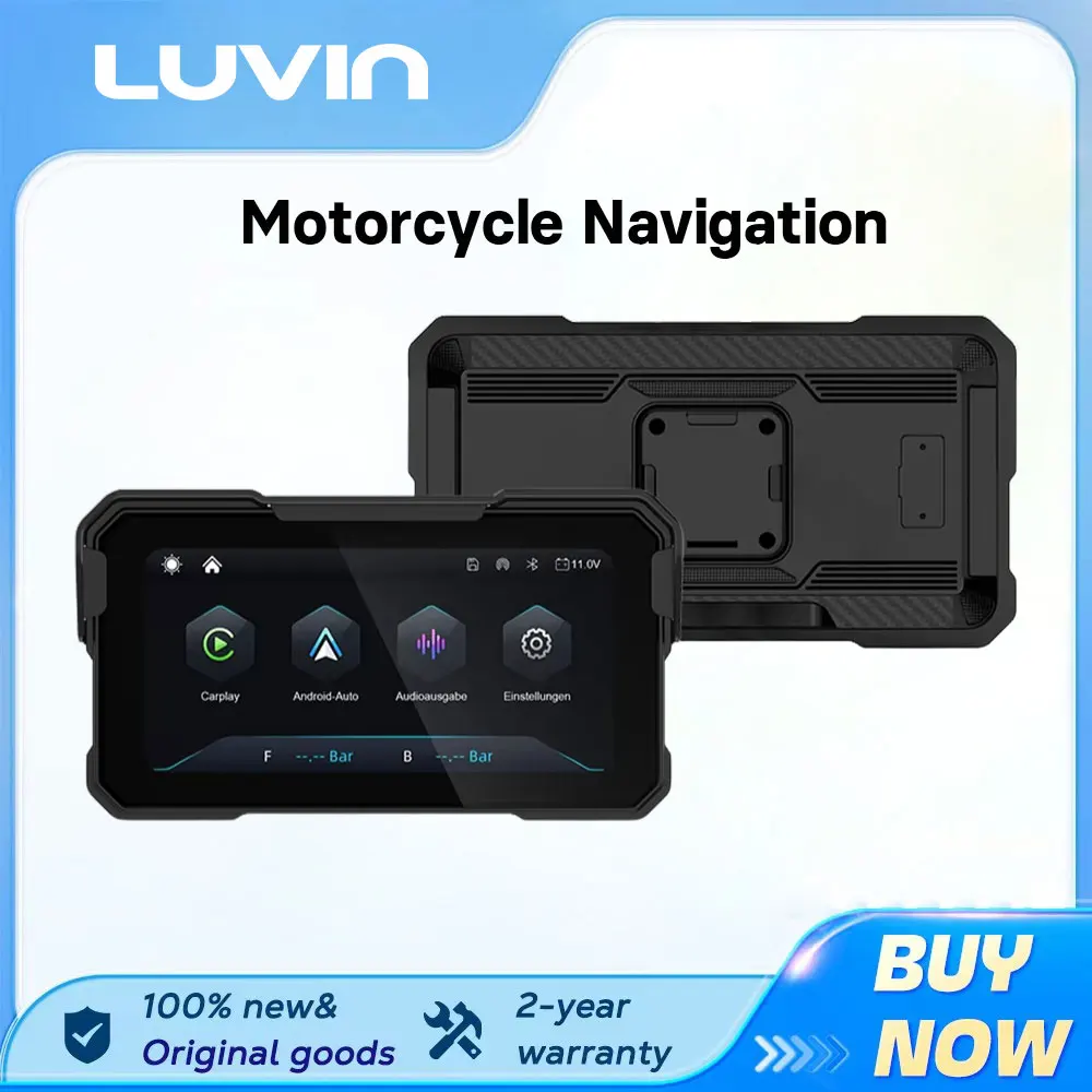 LUVIN Wireless CarPlay Moto Android Auto Portable 6.25 inch Digital Dashboard GPS Motorcycle Navigation Removable Display Screen