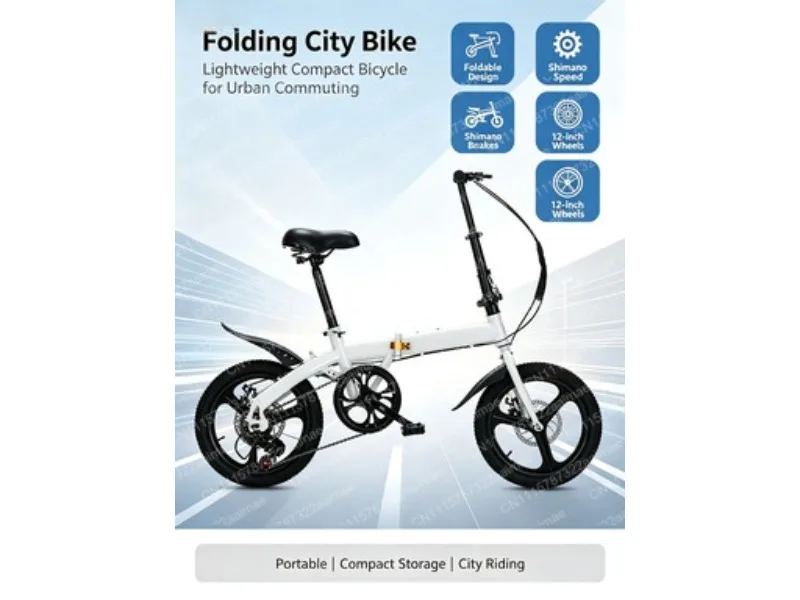 Ultra-Light Folding Bicycle 12 14 16 Inch Portable City Commuter Bike for Kids and Adults