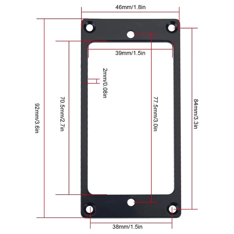 77HC 2Pcs Flat Aluminum Alloy Humbucker Pickup Mounting Ring Bridge Neck Pickups Cover Frame Replacement for Electric Guitars