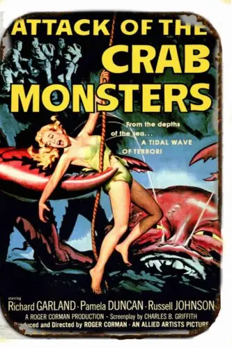 Attack Of The Crab 1953 Tin Sign 8 x 12 Vintage Retro  Art