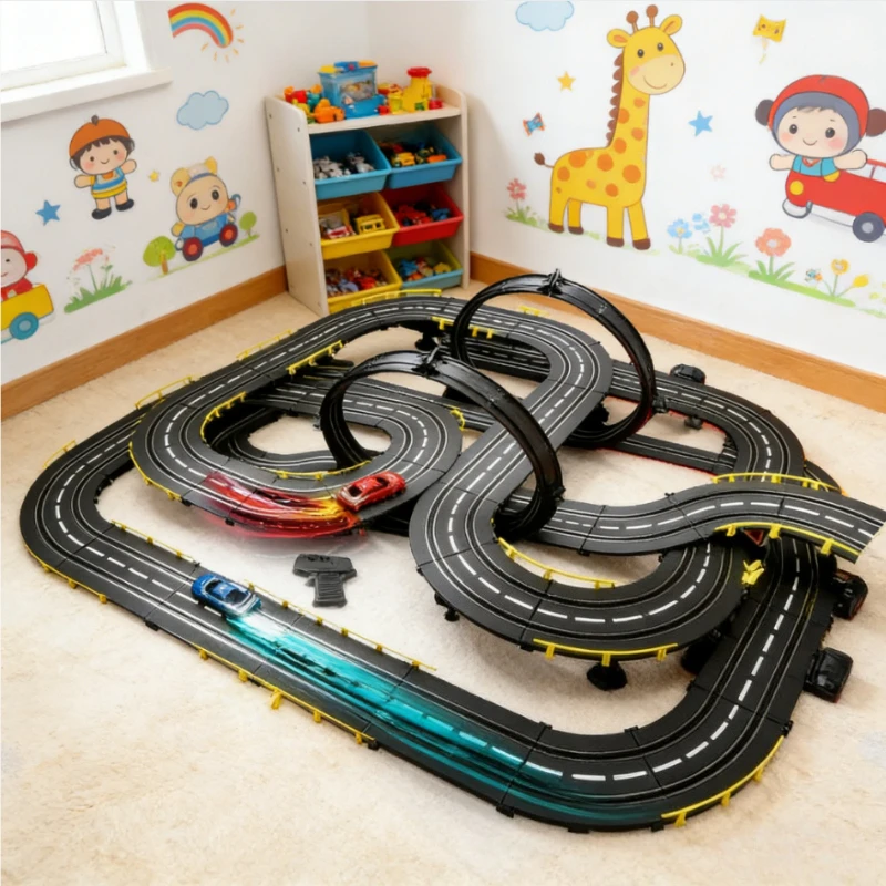 Pista da Corsa per Auto Slot in Scala 1:43 - Giocattolo Elettrico Die-cast, Alta Velocità, Senza Batterie, Per Adulti 18+