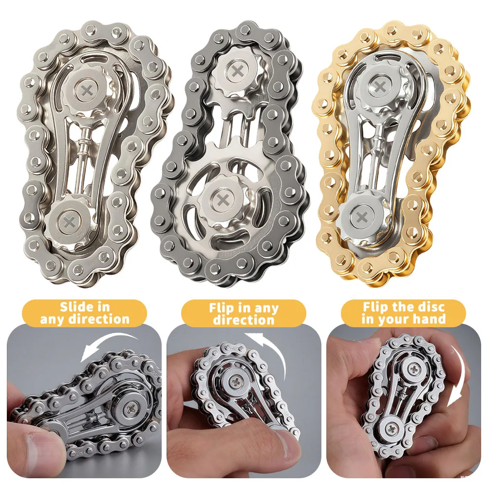 

Metal Gear Chain Fidget Spinner – Stress Relief Toy for Adults | Decompression Anti-Anxiety Hand Spinner