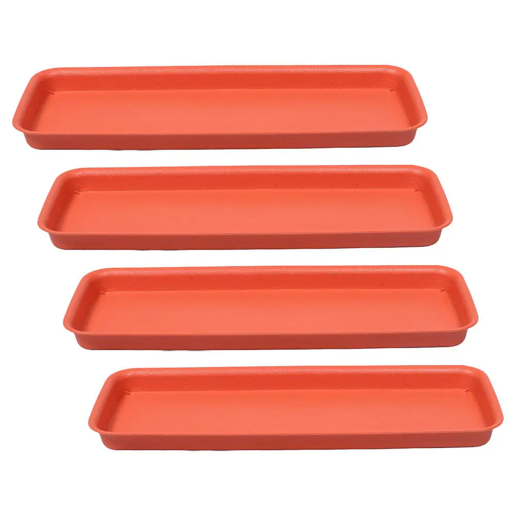 4Pcs Plastic Planter Tray Rectangular Leakproof Flower Pot Saucer Water Collector Floor Protector for Indoor Outdoor Gardening