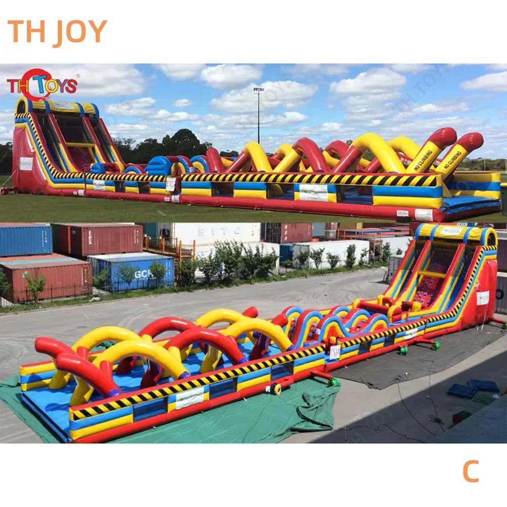 Envio gratuito para o porto marítimo, parque de diversões inflável comercial crianças adultos ao ar livre curso de obstáculo inflável slide jogos esportivos