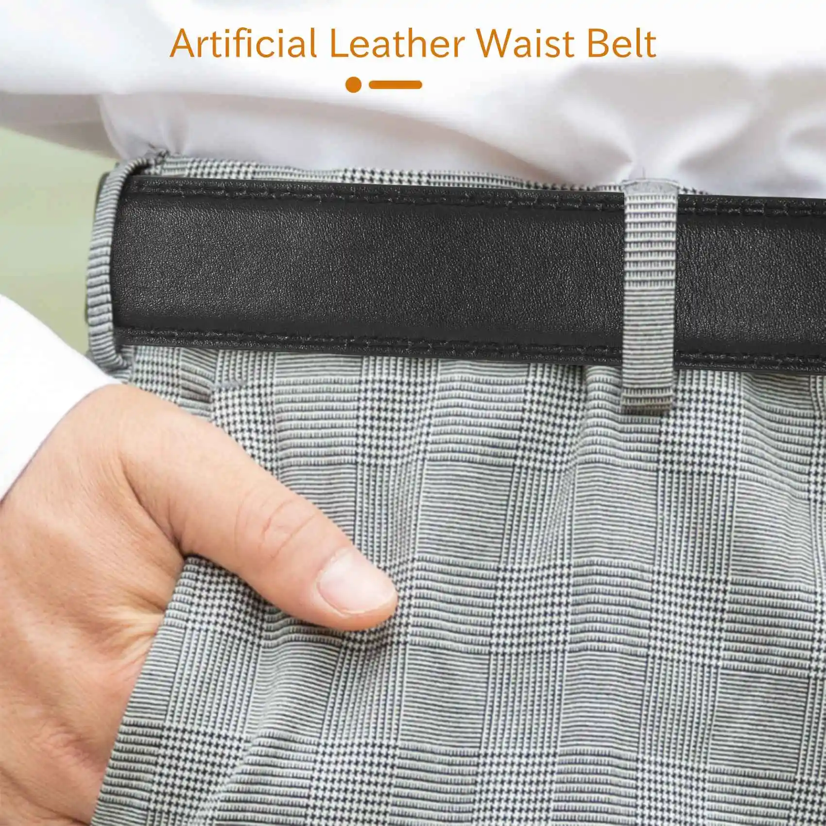 ABQR Luxury Men's Leather Automatic Ribbon Waist Strap Belt Without Buckle Black