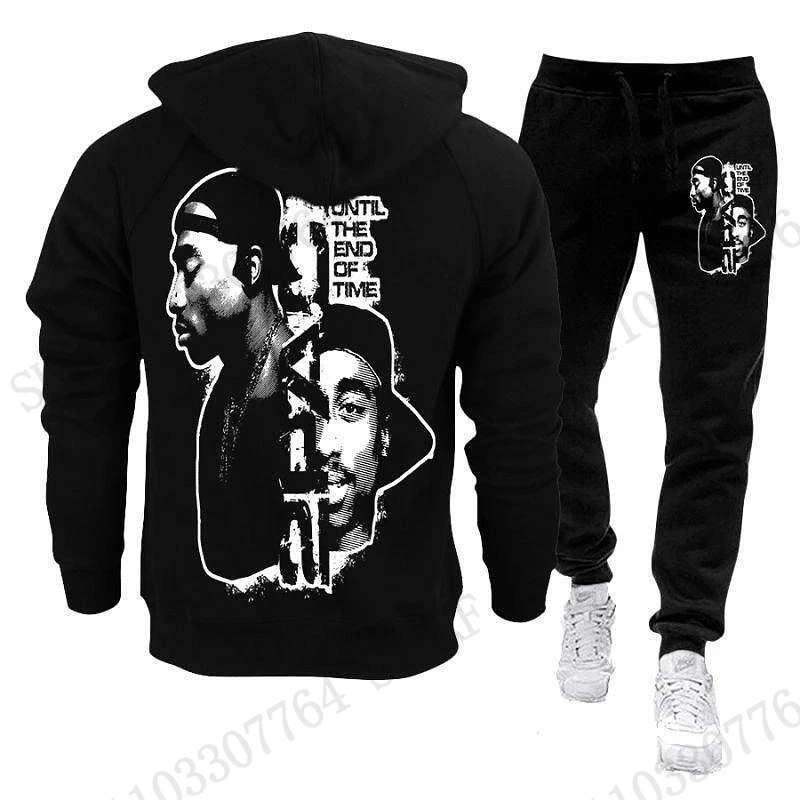 New Men Hoodie Pant Set Rapper 2Pac / Tupac Tour 3d Print Set Men Women Fashion Hoodie +Pants 2Pcs Sets Sports Tracksuit Street