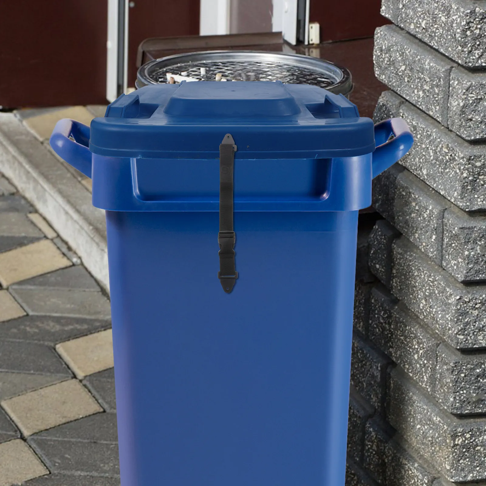 Outdoor Trash Can Lid Lock Strap Easy Install Prevents Animals Secure Garbage Can Lock Raccoon Proof Bungee Cord Accessories