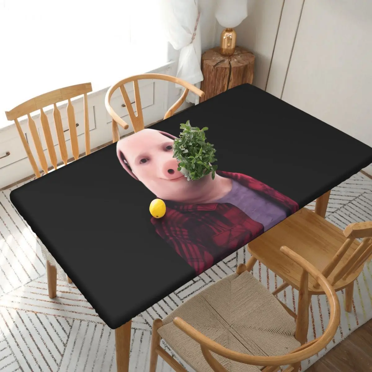 John Pork Is Calling Customized Rectangular Tablecloth Oilproof Table Cover for Festival Party Decorations Table Cloth