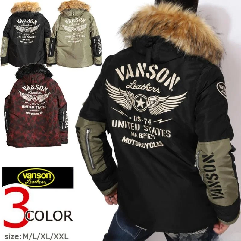

VASON Thickened Embroidery Military Style N3B Motorcycle Windproof Waterproof Insulated Long Cotton Jacket Coat