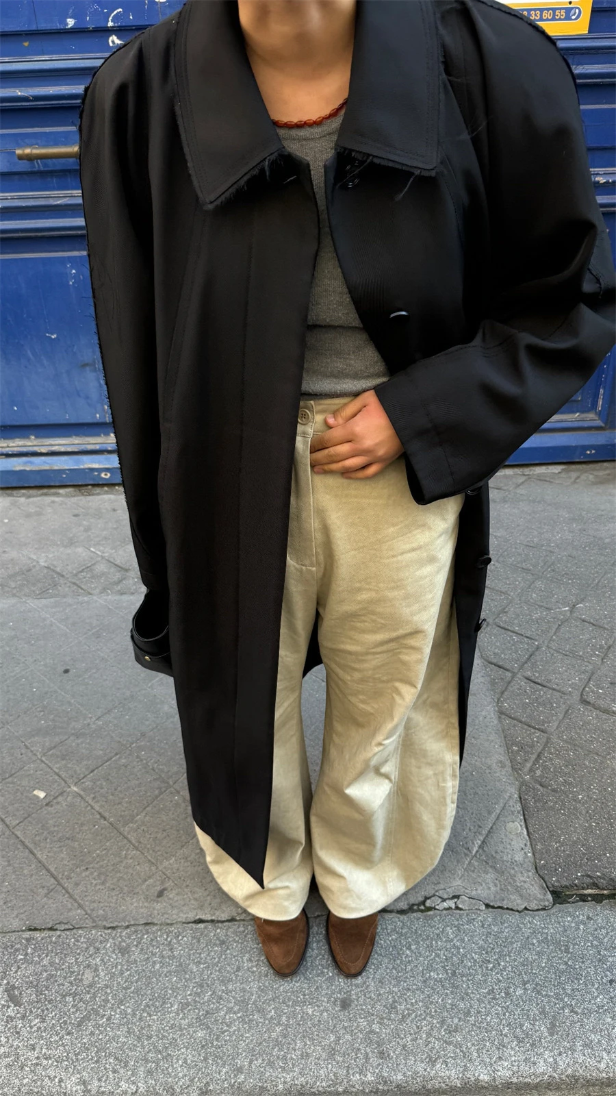 بسيطة معطف طويل طوق سترة واقية قبل أوائل الربيع جديد Sle lectual Sle Ethos Sle تخفيف أنبوب مستقيم بوليست...