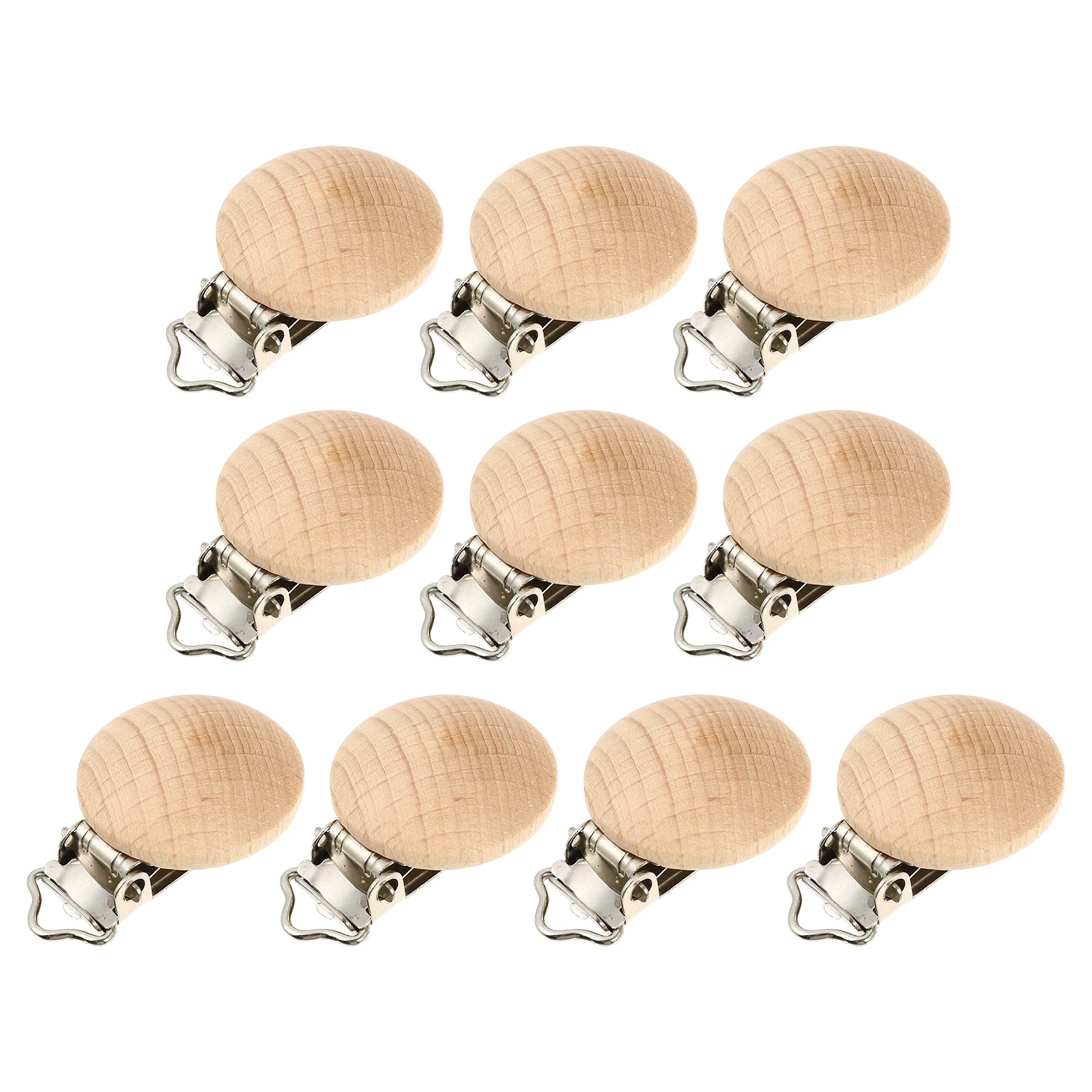 

10pcs Wooden Pacifier Clips Round Shape Durable Safe Baby Kids Holder Teether Anti Drop Attach Clothes Strollers Toys