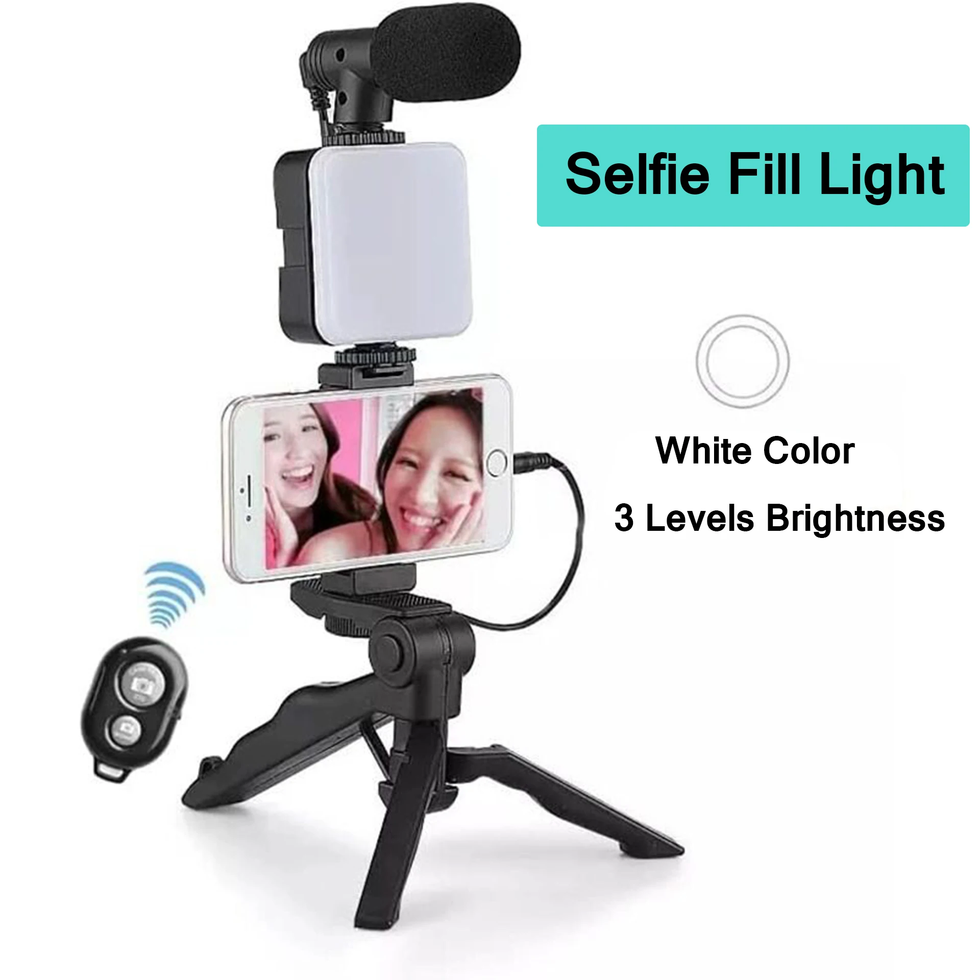 LED Fill Light with Mic Smartphone Vlogging Kit With Tripod Phone Holder Microphone For TikTok Live Stream Video YouTub