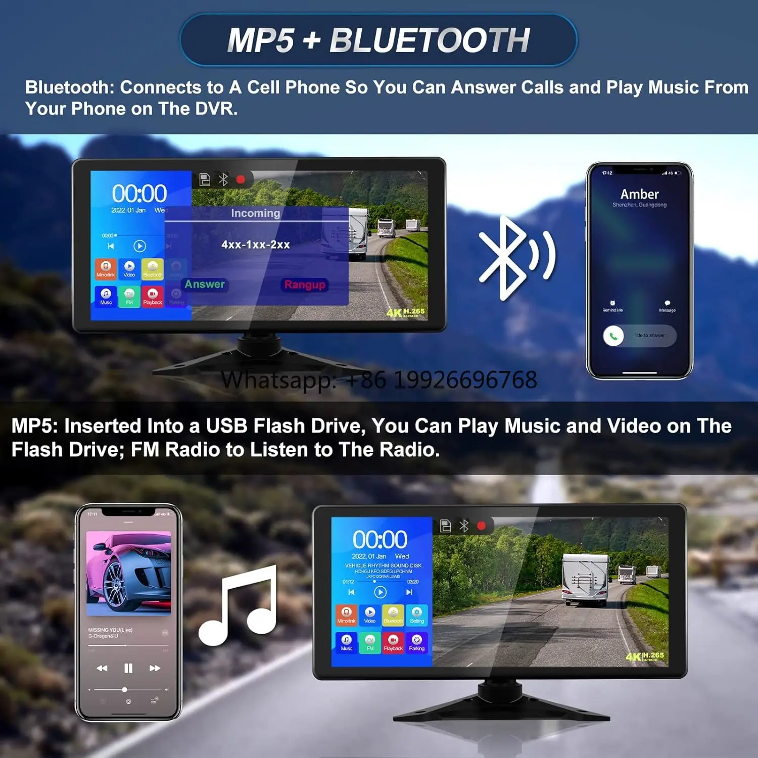 

10.36 Inch AHD RV 4 Channel 4 Split Touch Screen Rear Side View Waterproof Night Vision Backup Camera System for Truck Bus manuf