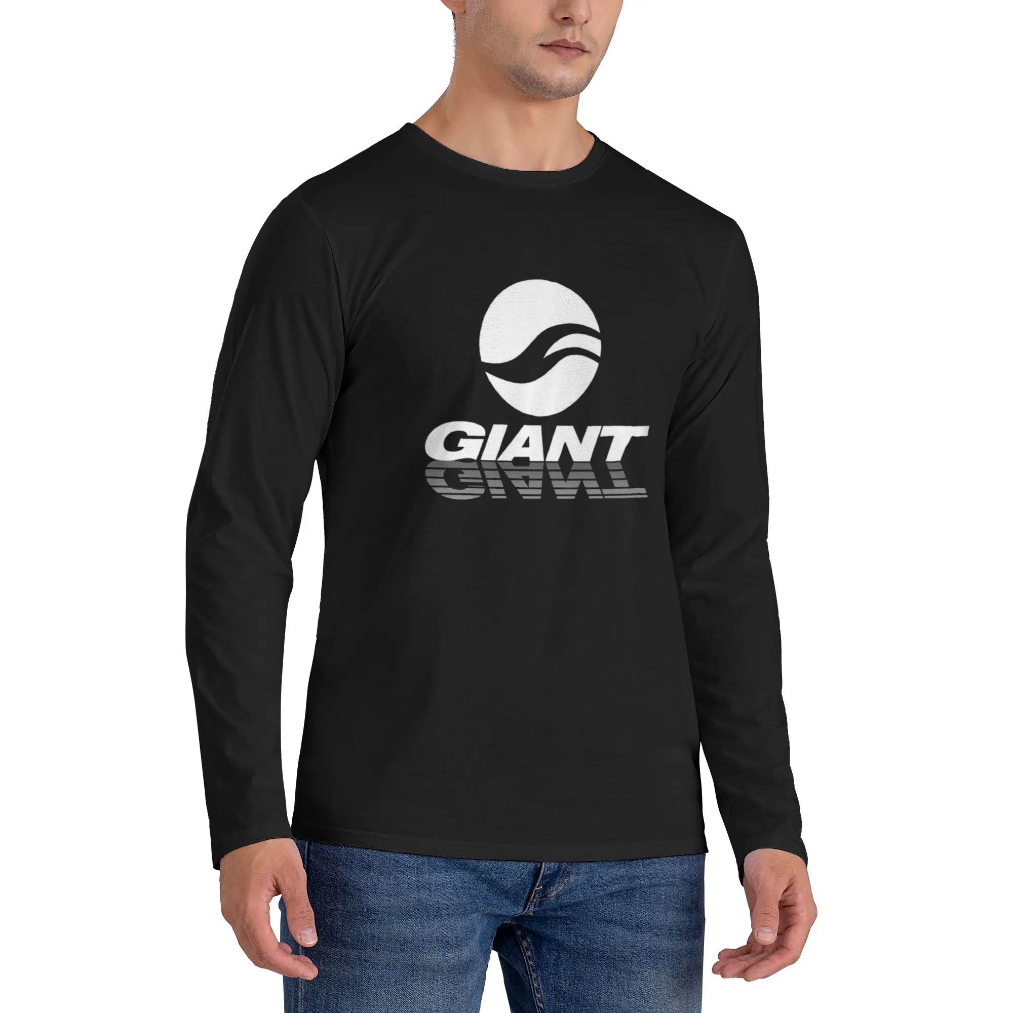 

Giant-Bike Men's Long Sleeved T-shirt Casual Round Neck T shirts Spring and Autumn Men tops