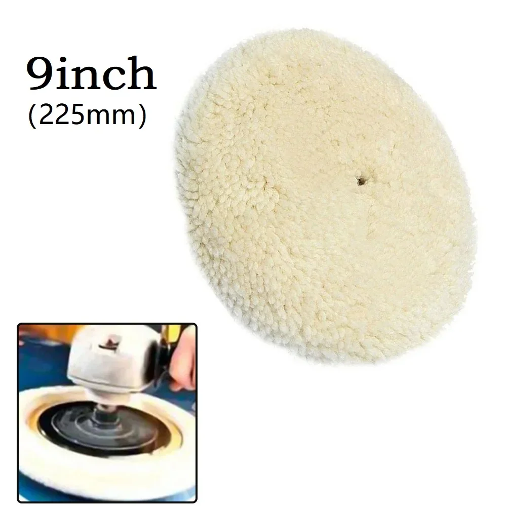 Wool Polishing Pad For Polishing Surfaces Parts 225mm 9Inch Soft Wool Clean Furniture Car Vehicle Grinding Polishing Bonnet Pad